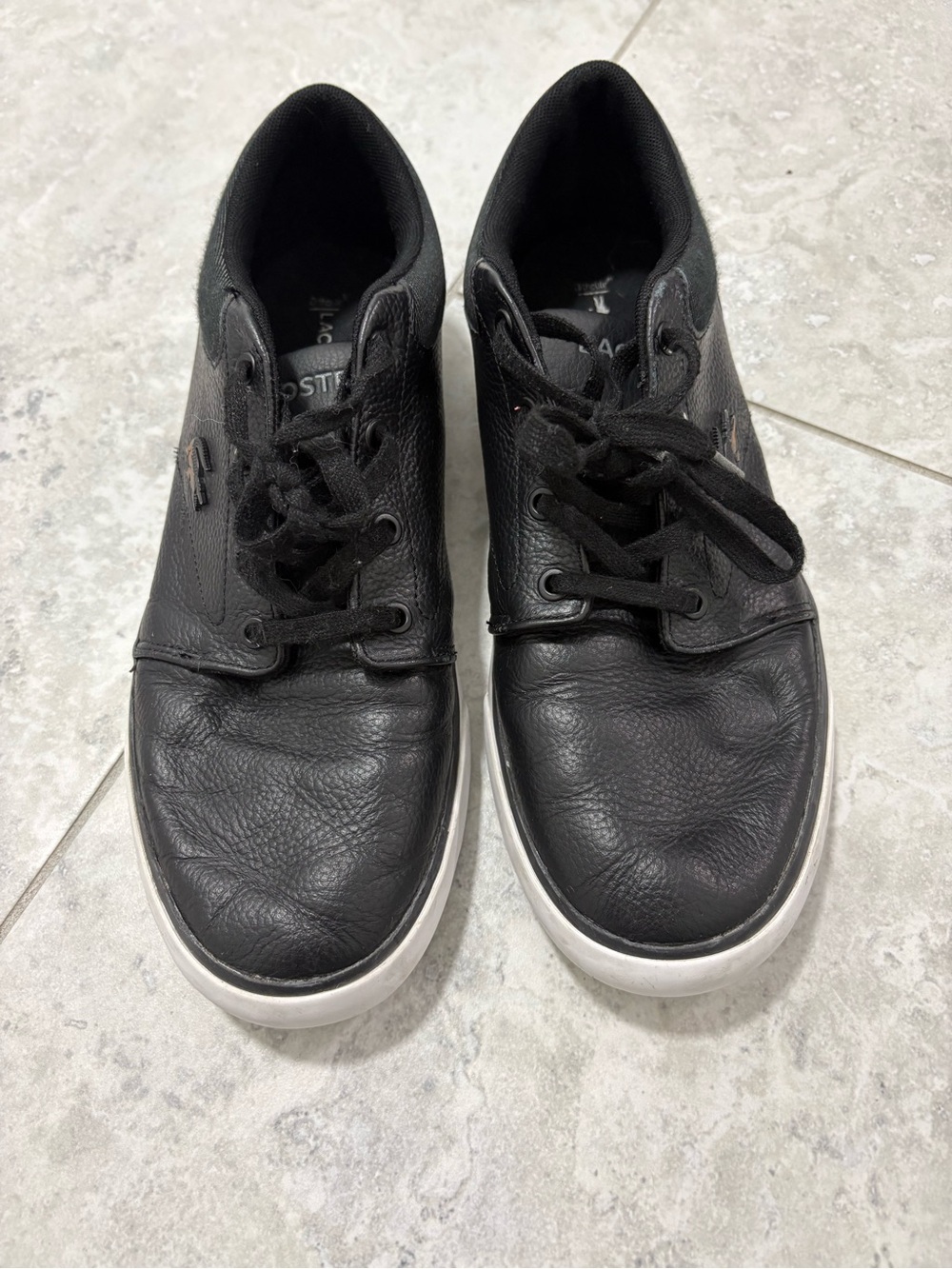 Lacoste Minzah 319 Men's Black Leather Casual Lace-Up Sneakers Size 8